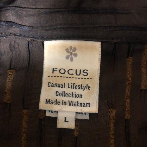 Focus Jacket Womens Size Large Brown Textured Button Up Shirt Office Travel - Picture 6 of 11